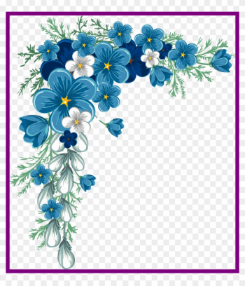 Rose Flower Design Corner Rose Flower Design Png Unbelievable - Blue Flower Border Png