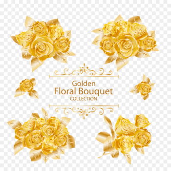 Rose Gold Euclidean vector Flower - Golden Rose Vector Rose Gold Euclidean vector Flower - Golden Rose Vector