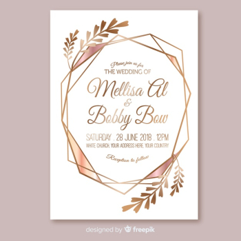 Rose gold geometric wedding invitation template