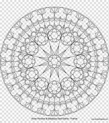 Rose window at Bastique Saint Denis France illustration, Rose window Stained glass Coloring book, gothic pattern transparent background PNG clipart