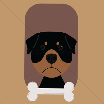 Rottweiler dog with bone