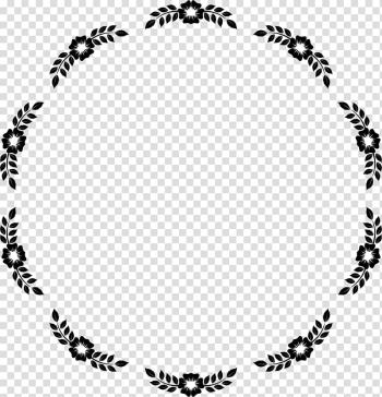 Round black and white floral border, Flower Borders and Frames Frames , circle frame transparent background PNG clipart