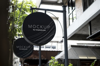 Round Black Mockup Signage Round Black Mockup Signage
