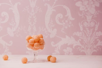 round candies on clear goblet round candies on clear goblet