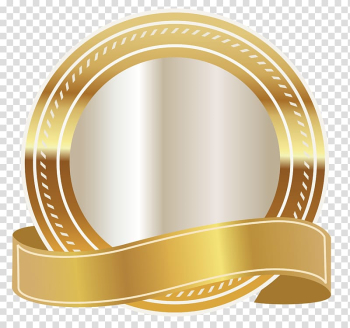 Round gold and white , Gold Ribbon , Gold Seal transparent background PNG clipart