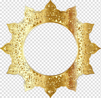 Round gold-colored frame, frame Ornament , Golden Round Frame transparent background PNG clipart