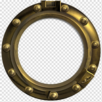 Round gold-colored submarine window frame, Porthole Ghost Window Light Ship, hole transparent background PNG clipart