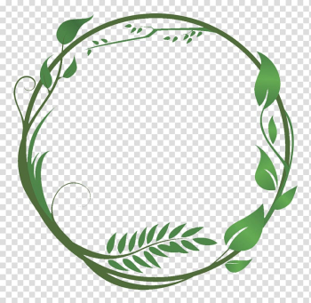 Round green vine border , Common ivy Leaf Green Vine, green leaves and branches combination ring transparent background PNG clipart