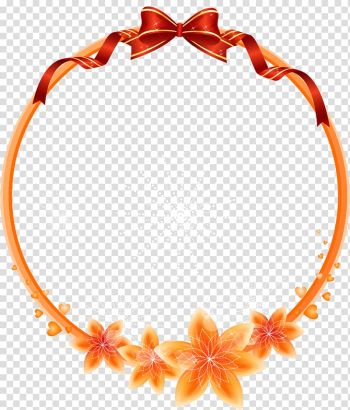 Round orange flowers frame , frame Flower , Cartoon beautiful circular frame border title transparent background PNG clipart