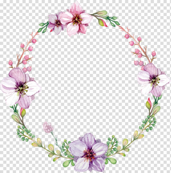 Round pink and green floral frame template, Wedding invitation Flower Paper Between the Blade and the Heart Sticker, Watercolor flower garlands transparent background PNG clipart