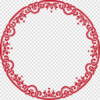 Round red frame, Circle Chinese, Chinese wind circular border transparent background PNG clipart