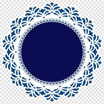 Round white frame , Doily Lace , Blue circle transparent background PNG clipart