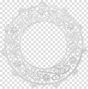 Round white lace top, Needle lace Textile Ornament, lace frame transparent background PNG clipart