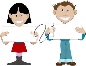 Royalty Free Clipart Image of Two People Holding Signs #481534 ...