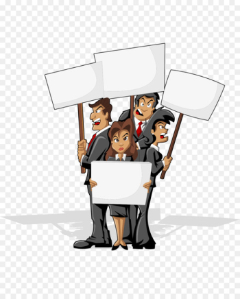 Royalty-free Illustration - White-collar business people placards illustration 