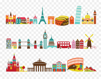 Royalty-free Tourism Travel Clip art - Colored buildings Landmarks 