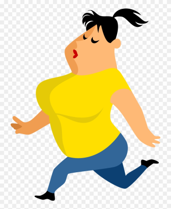 Running Illustration Yellow Obese - Cartoon Obese People Running Illustration Yellow Obese - Cartoon Obese People