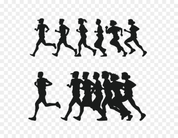 Running Silhouette 5K run Clip art - Vector black running people fitness 
