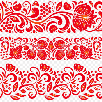 Russia Khokhloma Drawing Illustration - Red pattern silhouette 