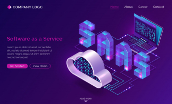 Saas, software as a service isometric landing page Free Vector Saas, software as a service isometric landing page Free Vector