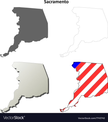 Sacramento County California outline map set vector image Sacramento County California outline map set vector image