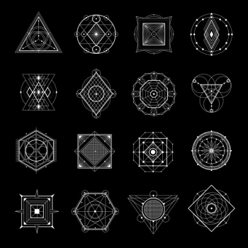 Sacred geometry on black set Free Vector Sacred geometry on black set Free Vector