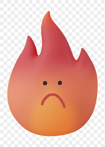 Sad flame png sticker, 3D | Free PNG - rawpixel