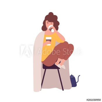 Sad sleepy young woman drinking coffee Sad sleepy young woman drinking coffee