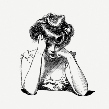 Sad woman drawing, vintage | Free PSD - rawpixel Sad woman drawing, vintage | Free PSD - rawpixel
