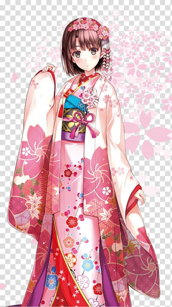 Saekano: How to Raise a Boring Girlfriend Kimono Anime Manga Clothing, Anime transparent background PNG clipart