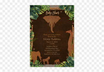 Safari Jungle Zoo Brown Animals & Leaves Baby Shower - Wedding Invitation Safari Jungle Zoo Brown Animals & Leaves Baby Shower - Wedding Invitation