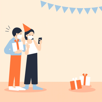 Safe virtual party vector background new normal celebration Safe virtual party vector background new normal celebration