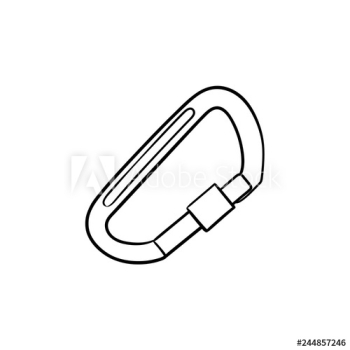 Safety mountain climbing carabiner hand drawn outline doodle icon Safety mountain climbing carabiner hand drawn outline doodle icon