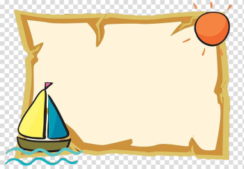Sailboat and sun border frame, Cartoon , Cartoon sea border text box transparent background PNG clipart