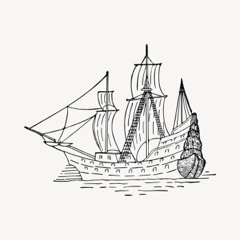 Sailing ship clipart, vintage hand | Free Vector - rawpixel Sailing ship clipart, vintage hand | Free Vector - rawpixel