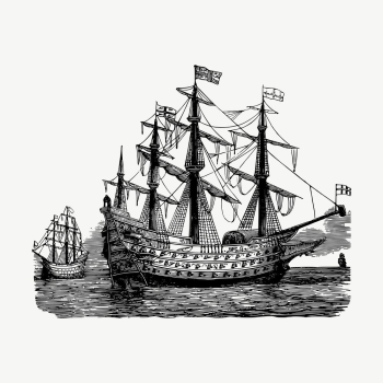 Sailing ship clipart, vintage vehicle | Free Vector - rawpixel Sailing ship clipart, vintage vehicle | Free Vector - rawpixel