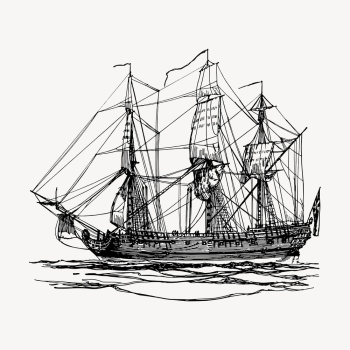 Sailing ship clipart, vintage vehicle | Free Vector - rawpixel Sailing ship clipart, vintage vehicle | Free Vector - rawpixel