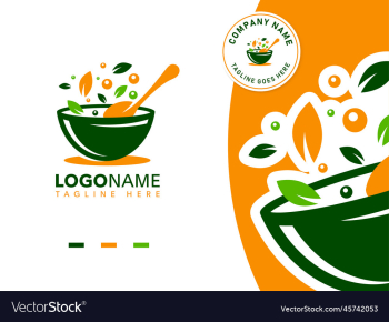 salad bowl vegetarian food logo template