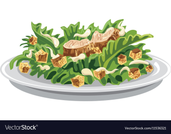 Salad caesar with croutons vector image Salad caesar with croutons vector image