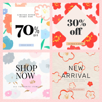 Sale promotion floral template vector set