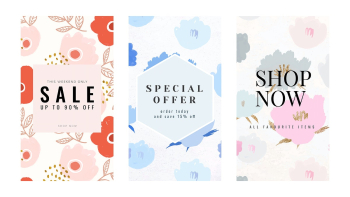 Sale promotion floral template vector set