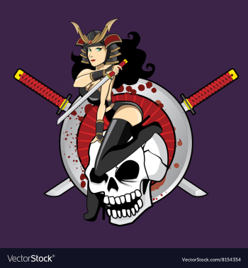 Samurai Girl Pin Up vector image