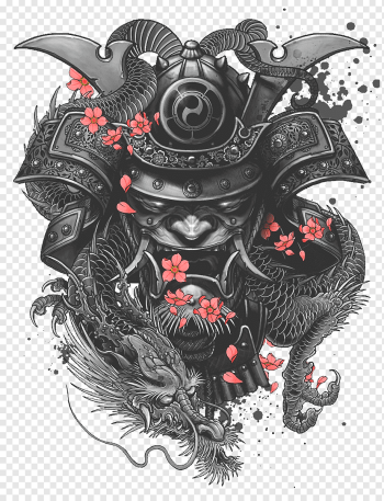 samurai illustration, Sleeve tattoo Samurai Irezumi, samurai, fictional Character, tattoo, japanese Dragon png
