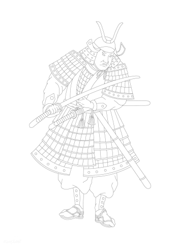 Samurai, Japanese warrior adult coloring page | Free stock vector - 428475 Samurai, Japanese warrior adult coloring page | Free stock vector - 428475