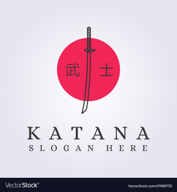 samurai katana sword and sun background logo