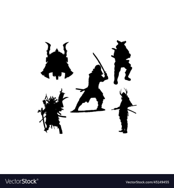 samurai set silhouette icon logo samurai set silhouette icon logo