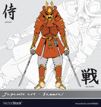 Samurai with kanji vector image Samurai with kanji vector image