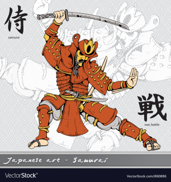 Samurai with kanji vector image Samurai with kanji vector image