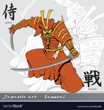 Samurai with kanji vector image Samurai with kanji vector image