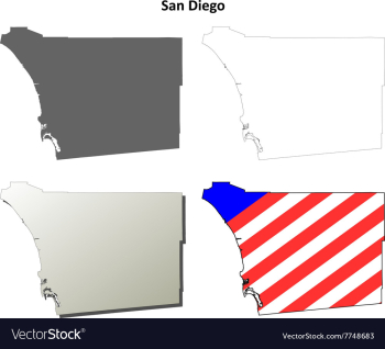 San Diego County California outline map set vector image San Diego County California outline map set vector image